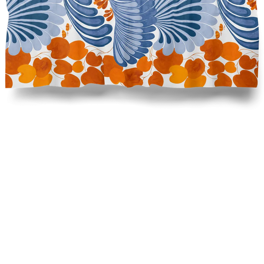 Gardinkappor Mönstrade<Arvidssons textil Lisette blå/orange gardinkappa metervara - kappa som lyfter fönstret