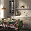 Bordsduk<Arvidssons textil Lisette grön/rosa bordsduk - en färgstark duk för vardag och fest