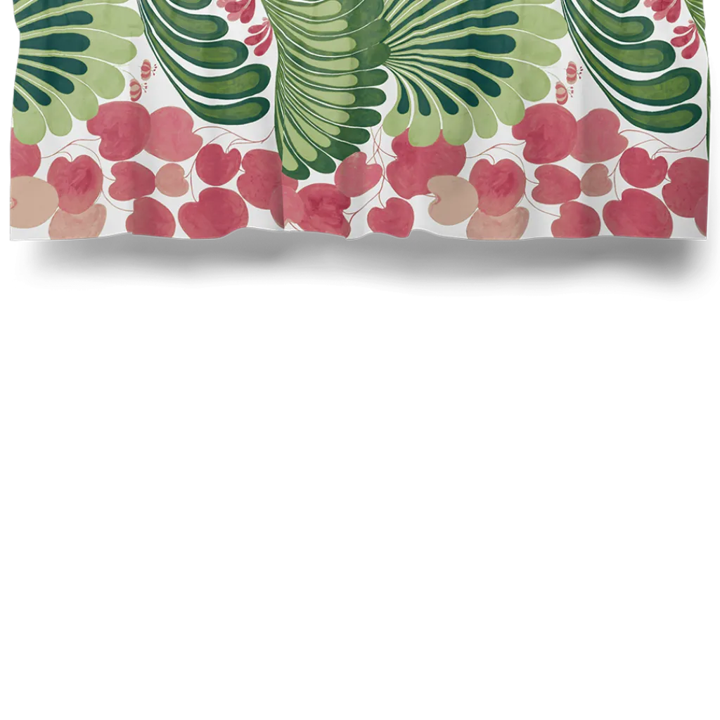 Gardinkappor Mönstrade<Arvidssons textil Lisette grön/rosa gardinkappa metervara - ett livfullt mönster med retrokänsla