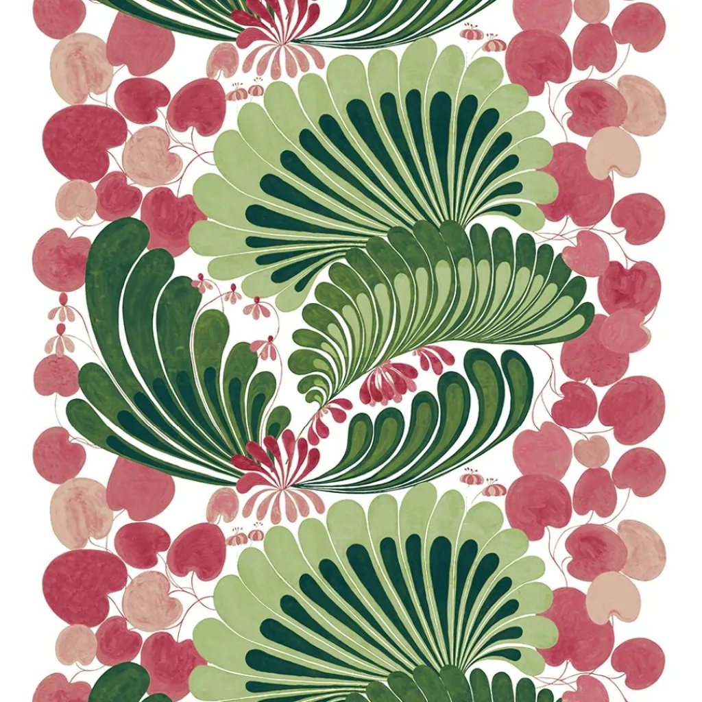 Arvidssons Textil<Arvidssons textil Lisette grön-rosa tyg
