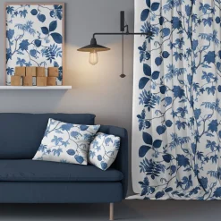Gardintyger Mönstrade|Arvidssons Textil<Arvidssons textil Liv blå tyg