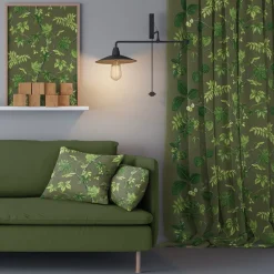 Gardintyger Mönstrade|Arvidssons Textil<Arvidssons textil Liv mörkgrön tyg