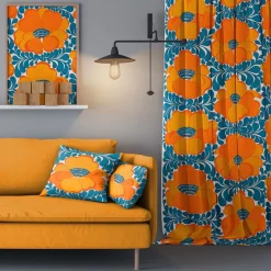 Gardiner Mönstrade<Arvidssons textil Love blå-orange gardiner