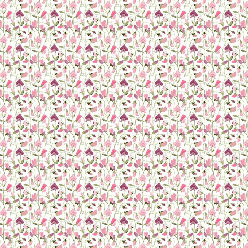 Gardintyger Mönstrade|Arvidssons Textil<Arvidssons textil Luktärt rosa – blommigt tyg med klättrande luktärter