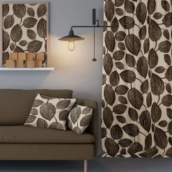 Gardintyger Mönstrade|Arvidssons Textil<Arvidssons textil Lyckans blad brun tyg