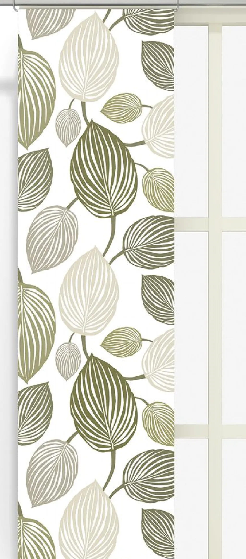 Panelgardiner<Arvidssons textil Lyckans blad olivgrön panelgardiner