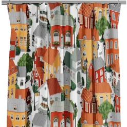 Gardintyger Mönstrade|Arvidssons Textil<Arvidssons textil Lyckeby blommar röd-gul tyg
