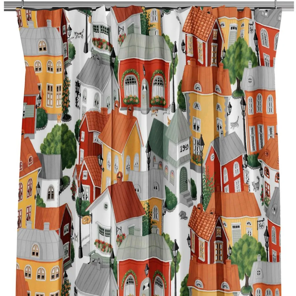Gardintyger Mönstrade|Arvidssons Textil<Arvidssons textil Lyckeby blommar röd-gul tyg
