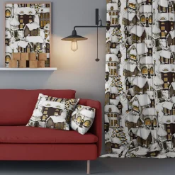 Gardintyger Mönstrade|Arvidssons Textil<Arvidssons textil Lyckeby brun tyg