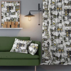 Gardintyger Mönstrade|Arvidssons Textil<Arvidssons textil Lyckeby grå tyg
