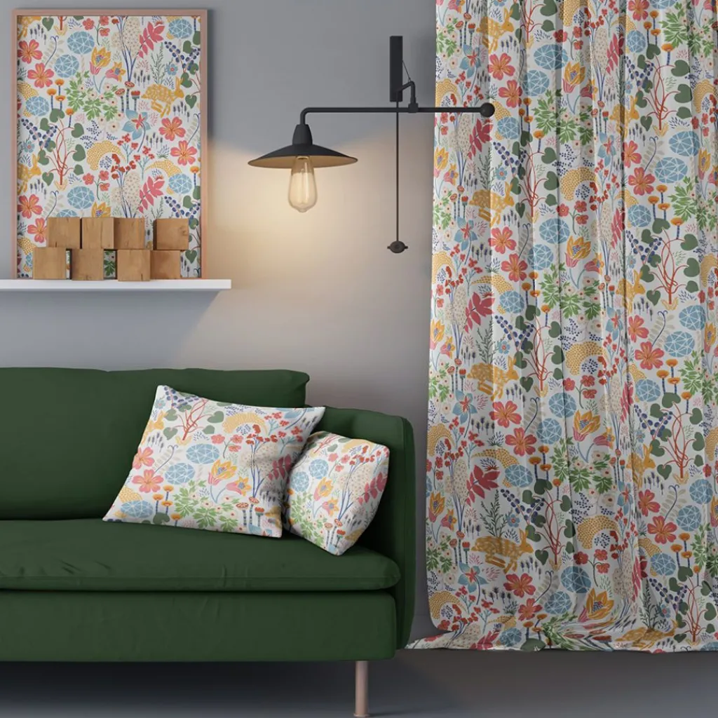 Gardintyger Mönstrade|Arvidssons Textil<Arvidssons textil Lyckeflykt multi tyg