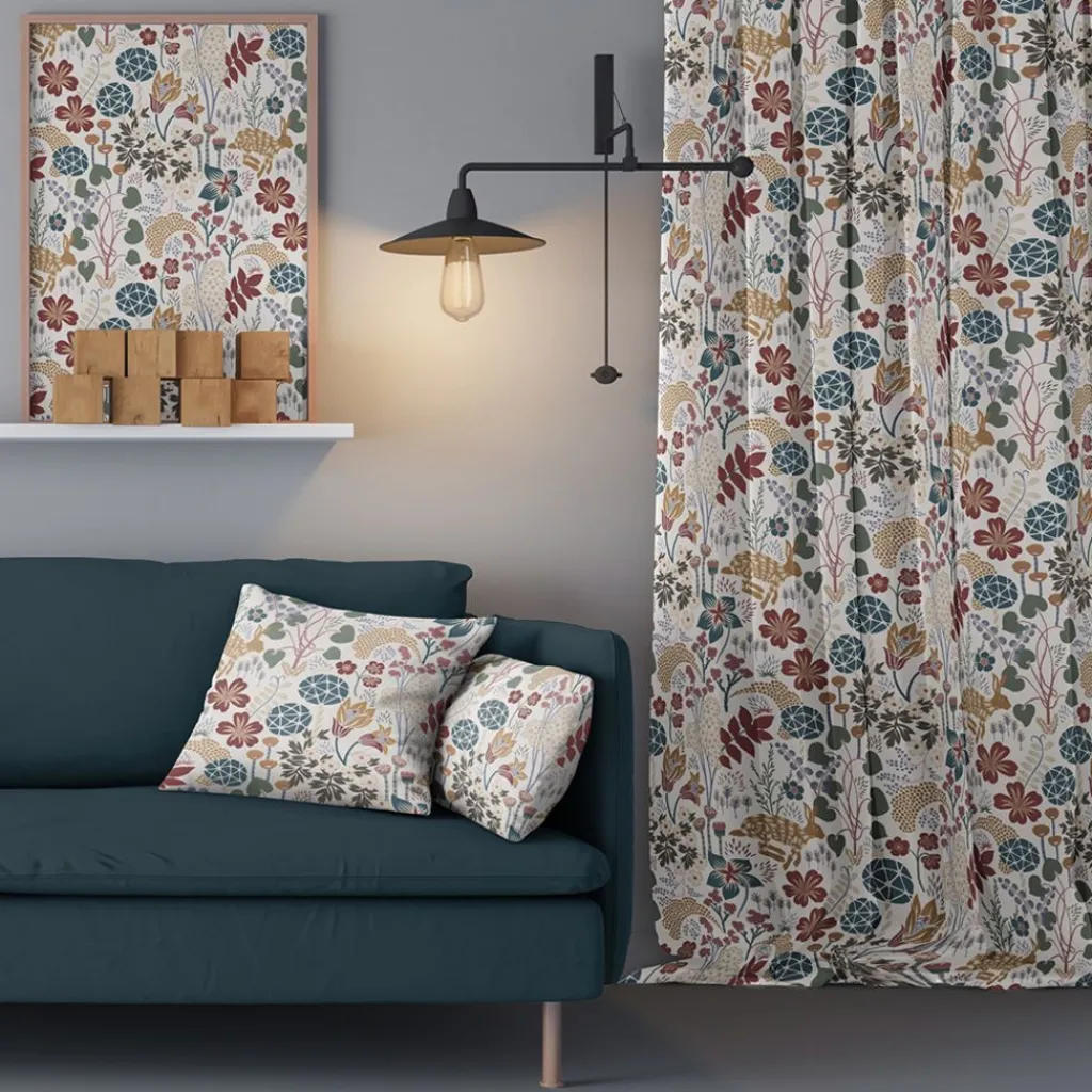 Gardintyger Mönstrade|Arvidssons Textil<Arvidssons textil Lyckeflykt offwhite tyg