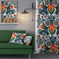Gardiner Mönstrade<Nordisk Textil Maxi kurbits petrol-orange gardiner