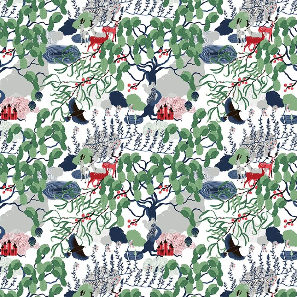Gardintyger Mönstrade|Arvidssons Textil<Arvidssons textil Mimers brunn grön tyg