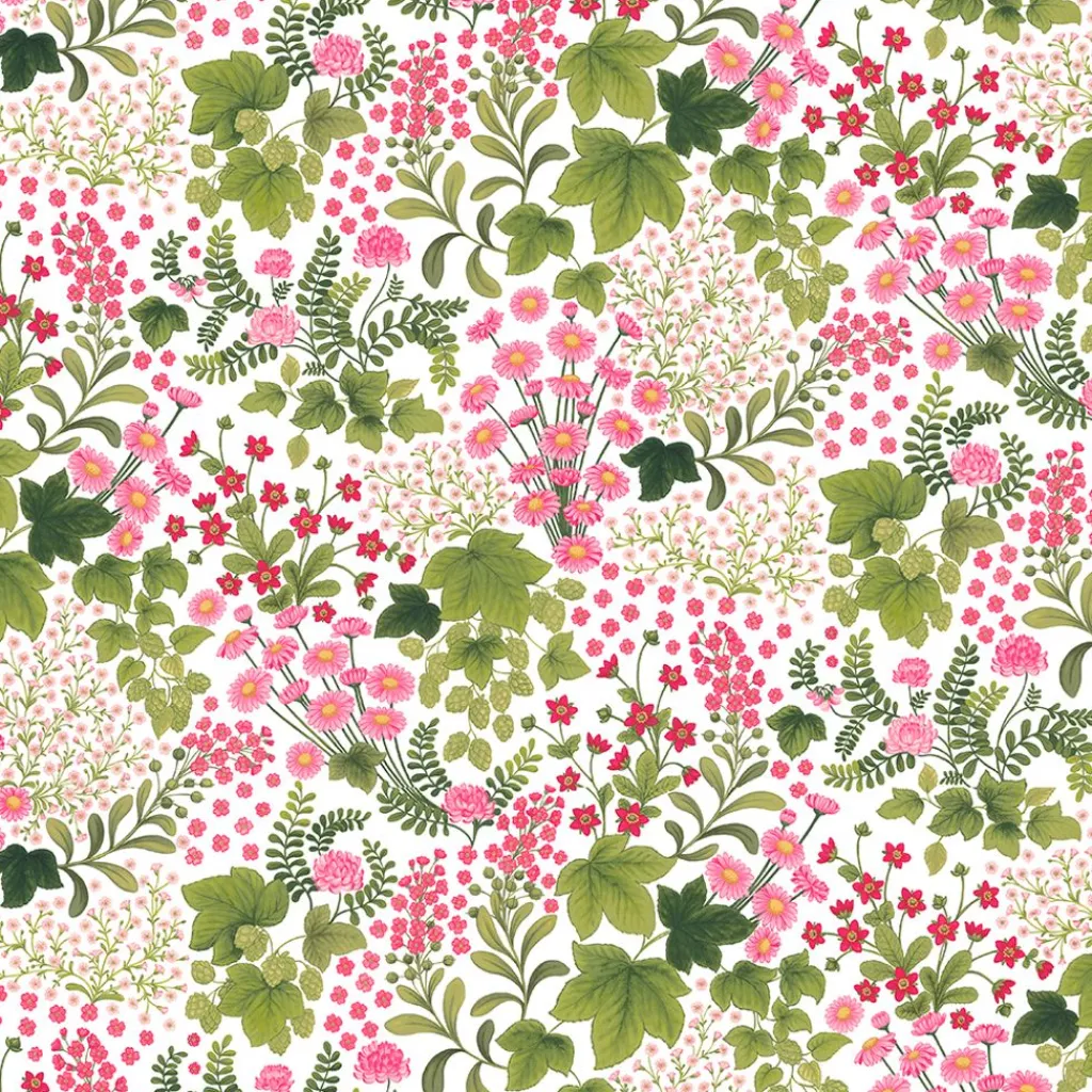 Gardintyger Mönstrade|Arvidssons Textil<Arvidssons textil Mormors Täppa tyg – Blommigt tyg med romantisk sommarkänsla