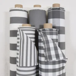 Rutiga Möbeltyger|Rutor & Ränder<Nordisk Textil Newton ljusgrå-vit storrutigt tyg