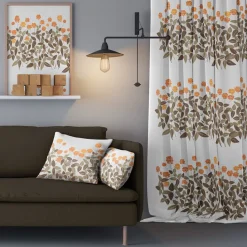 Gardintyger Mönstrade|Arvidssons Textil<Arvidssons textil Ängsmark orange tyg