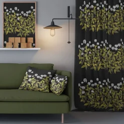 Gardintyger Mönstrade|Arvidssons Textil<Arvidssons textil Ängsmark svart tyg