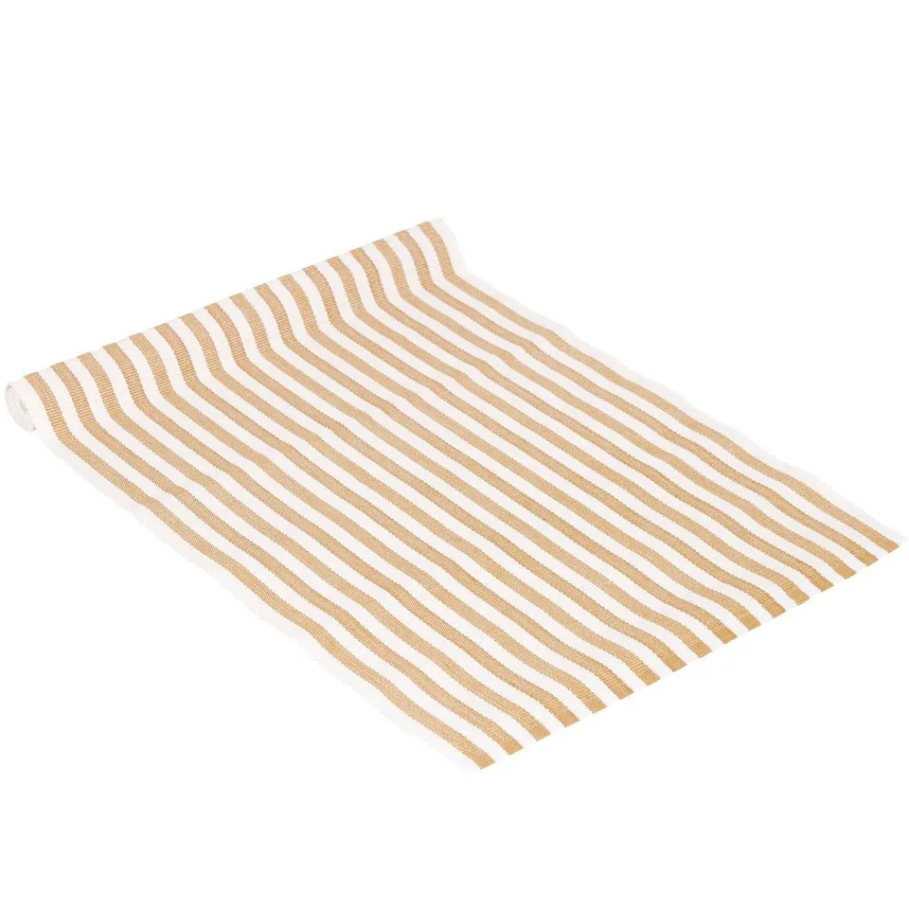 Bordslöpare<Fondaco Nina havre randig bordslöpare i bomull 35x120cm