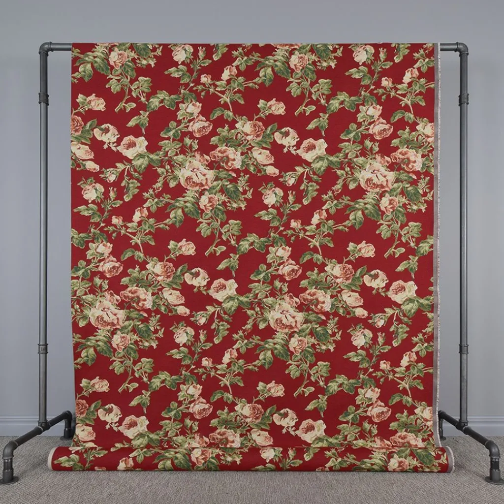 Blommiga Möbeltyger|Mönstrade Möbeltyger<Arvidssons textil Orlenas röd möbeltyg