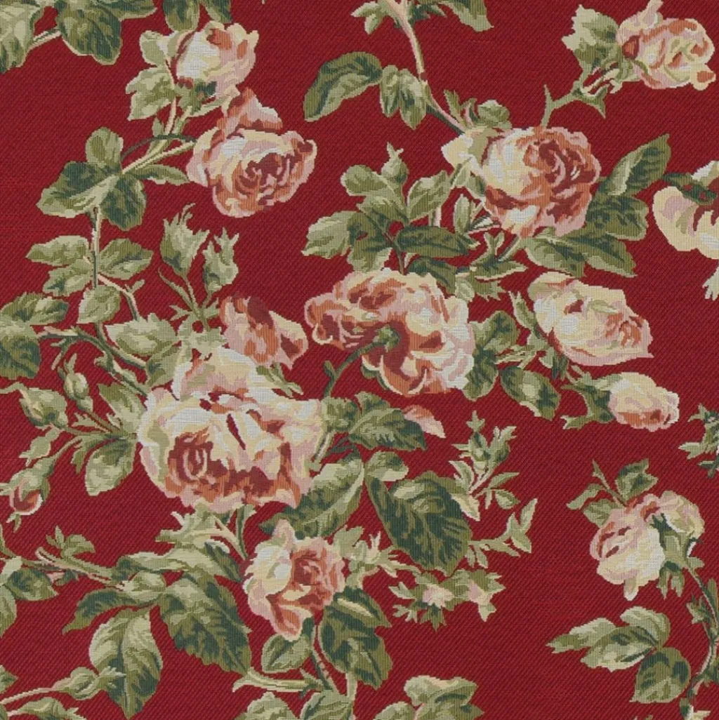 Blommiga Möbeltyger|Mönstrade Möbeltyger<Arvidssons textil Orlenas röd möbeltyg