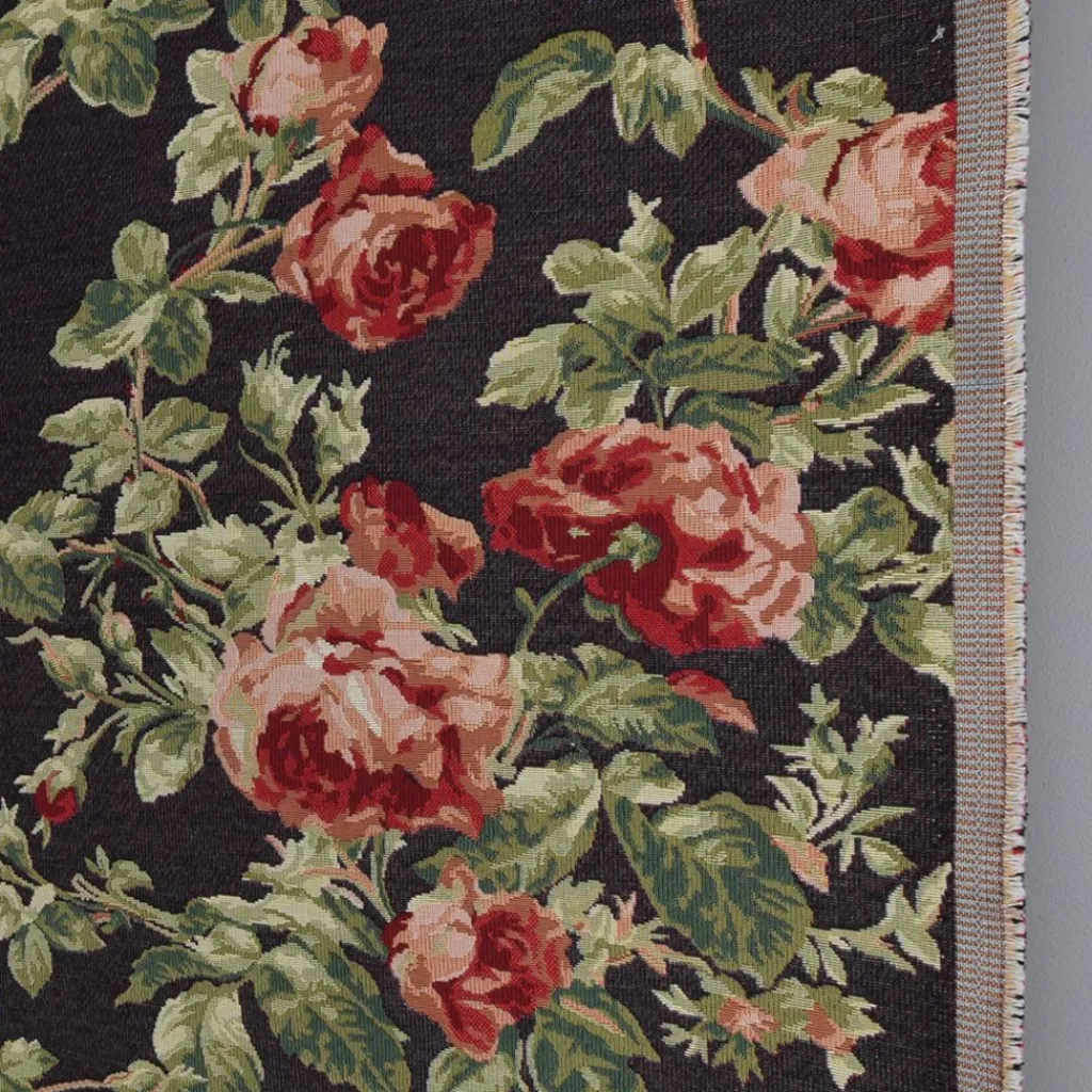 Blommiga Möbeltyger|Mönstrade Möbeltyger<Arvidssons textil Orlenas svart möbeltyg