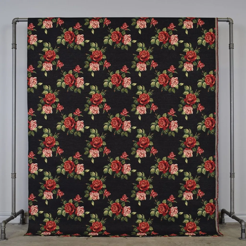 Blommiga Möbeltyger|Mönstrade Möbeltyger<Arvidssons textil Otis svart jacquard