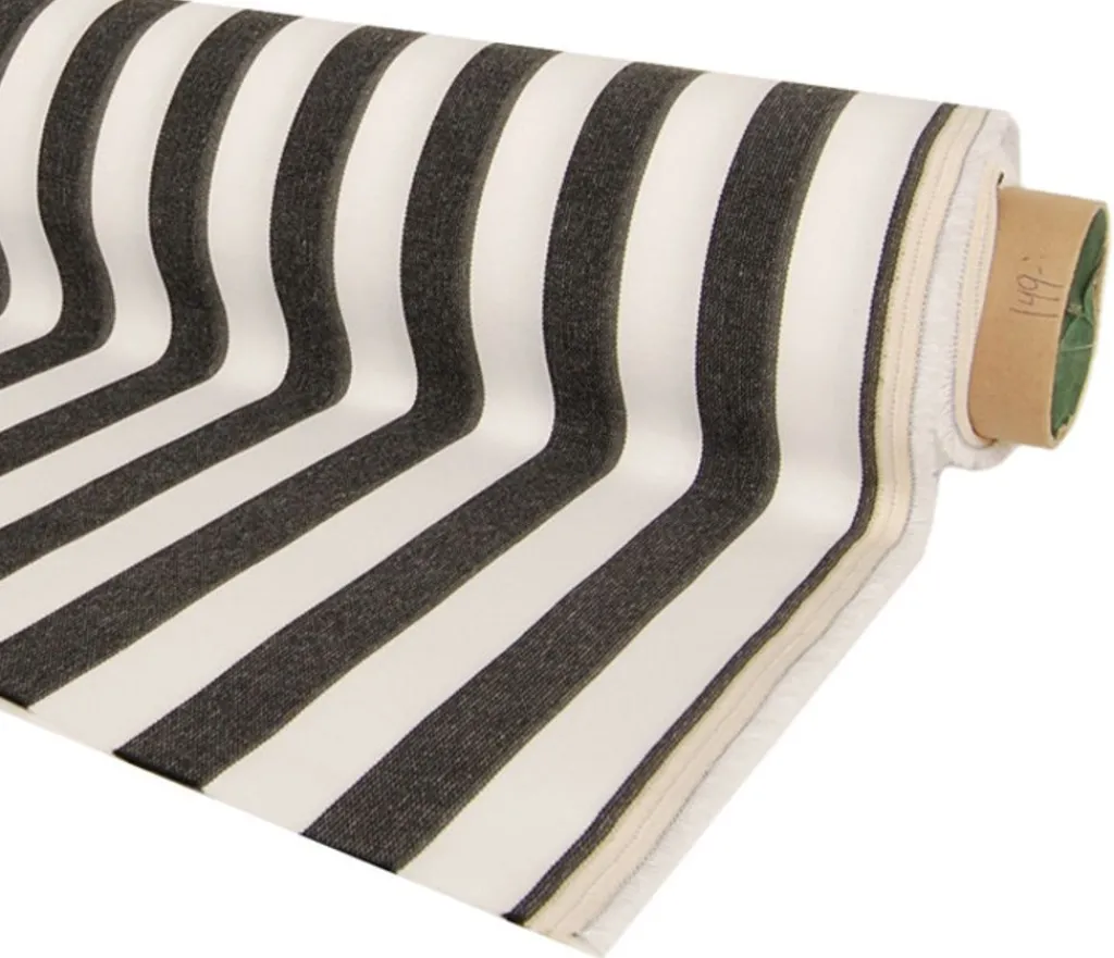 Randiga Möbeltyger|Rutor & Ränder<Nordisk Textil Oxford vit och svart blockrandigt tyg