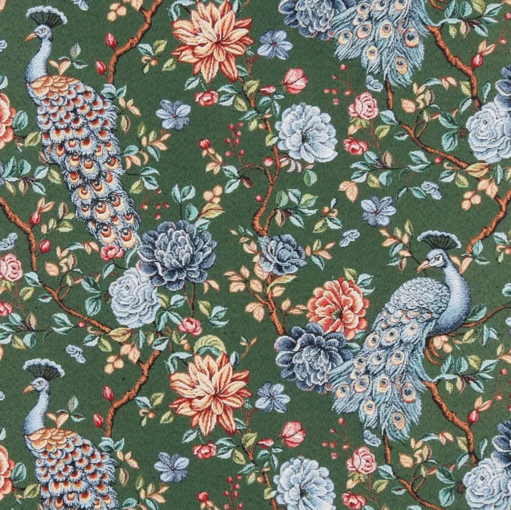 Mönstrade Möbeltyger<Nordisk Textil Peacock garden grön gobeläng
