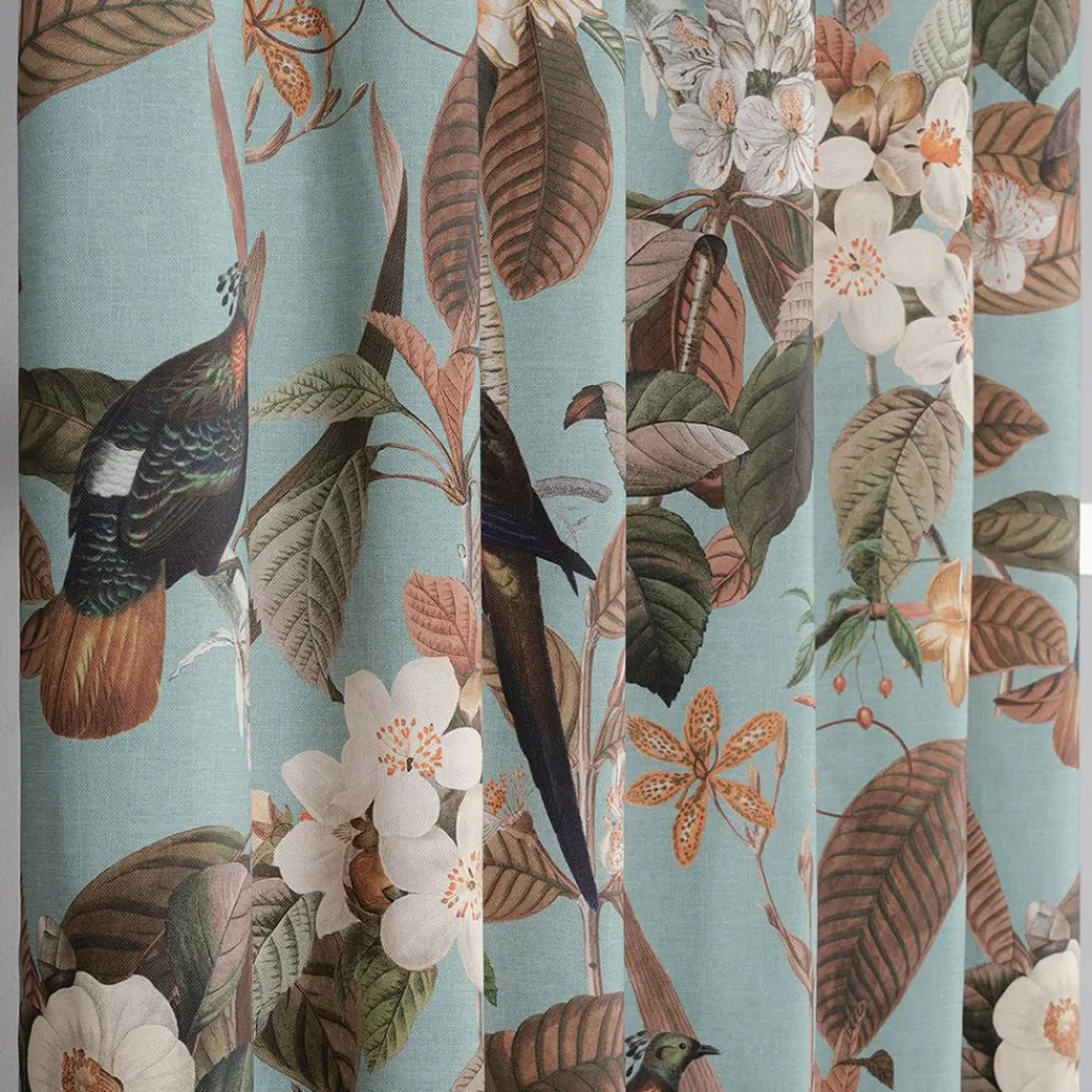 Gardiner Mönstrade<Nordisk Textil Philodendron gardiner - Exotisk prakt på turkos botten