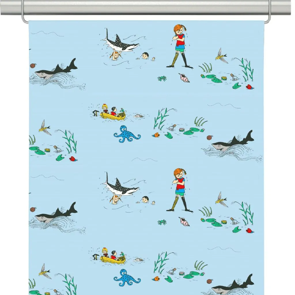 Panelgardiner<Arvidssons textil Pippi i söderhavet panel – Blå Panelgardin