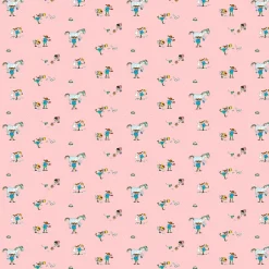 Gardintyger Mönstrade|Barnmönster<Arvidssons textil Pippi med vänner rosa tyg