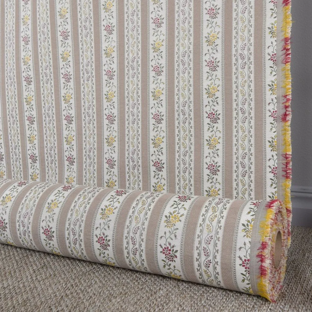 Randiga Möbeltyger|Mönstrade Möbeltyger<Nordisk Textil Portugal beige randigt stiltyg för möbelklädsel