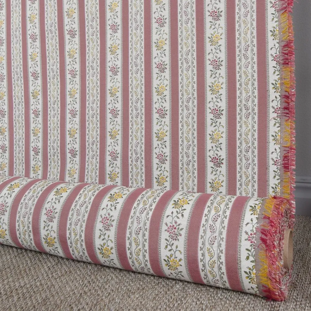 Randiga Möbeltyger|Mönstrade Möbeltyger<Nordisk Textil Portugal rosa randigt stiltyg för möbelklädsel