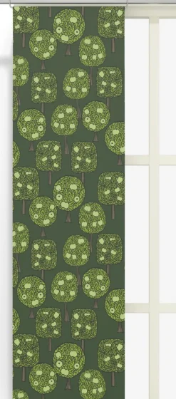 Panelgardiner<Arvidssons textil Äppelskogen mörkgrön panelgardiner