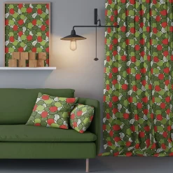 Gardintyger Mönstrade|Arvidssons Textil<Arvidssons textil Päppel röd-grön tyg