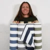 Randiga Möbeltyger|Rutor & Ränder<Nordisk Textil Preston vit och ljusgrå bredrandigt tyg
