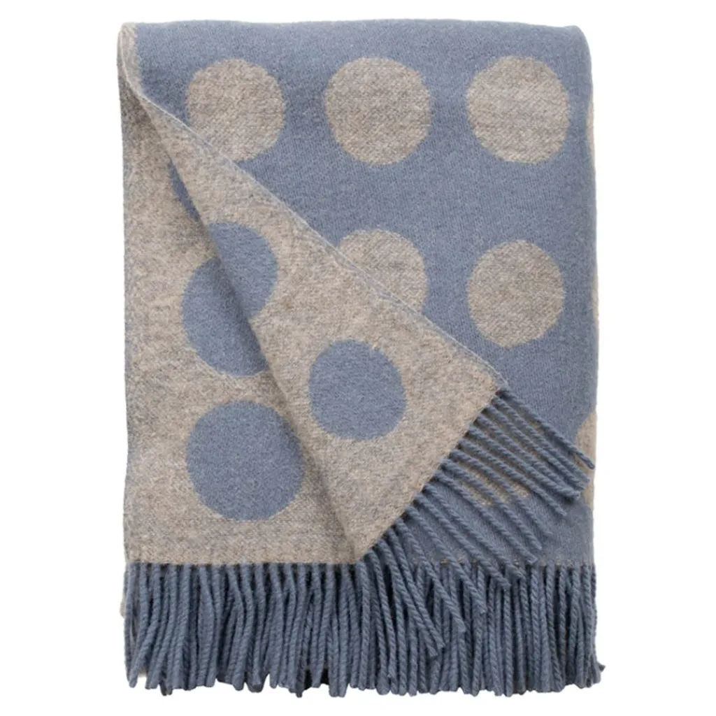 Ullplädar<Almedahls Pricktyg blå-beige ullpläd -
