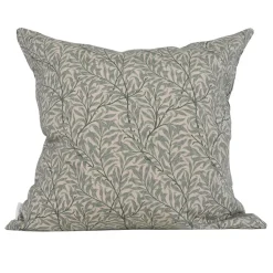 Mönstrade Kuddfodral< Ramas beige-mint kuddfodral med kvistar och blad