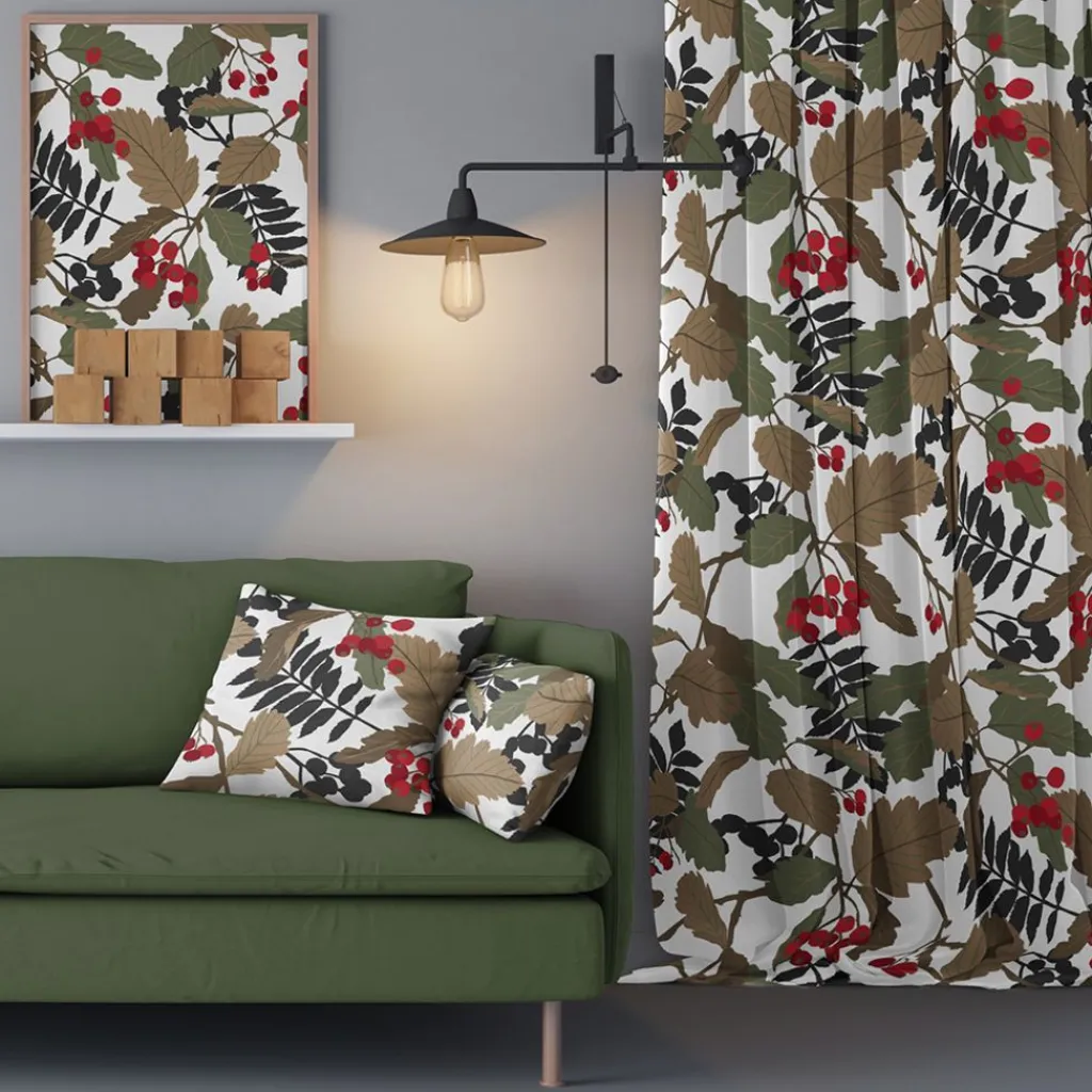 Gardintyger Mönstrade|Arvidssons Textil<Arvidssons textil Rönnkvist brun tyg