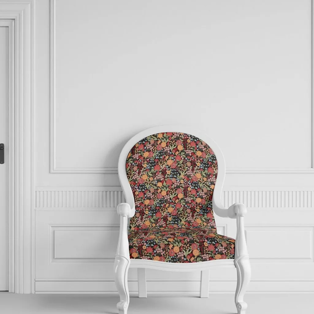 Blommiga Möbeltyger|Mönstrade Möbeltyger<Arvidssons textil Romantic svart jacquard
