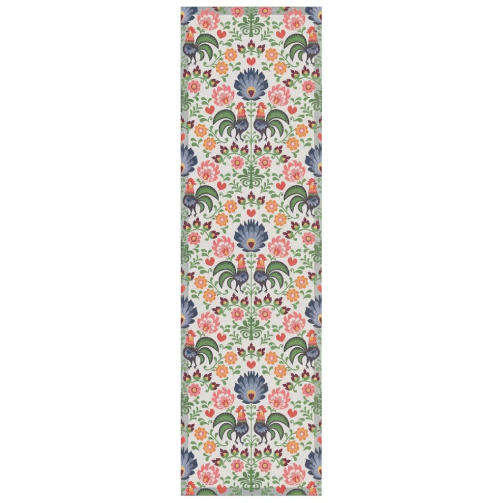 Bordslöpare|Ekelund Löpare<Ekelund Rooster löpare 35X120 - s Linneväveri