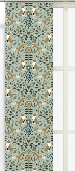Panelgardiner<Arvidssons textil Rävstigen grön panelgardiner