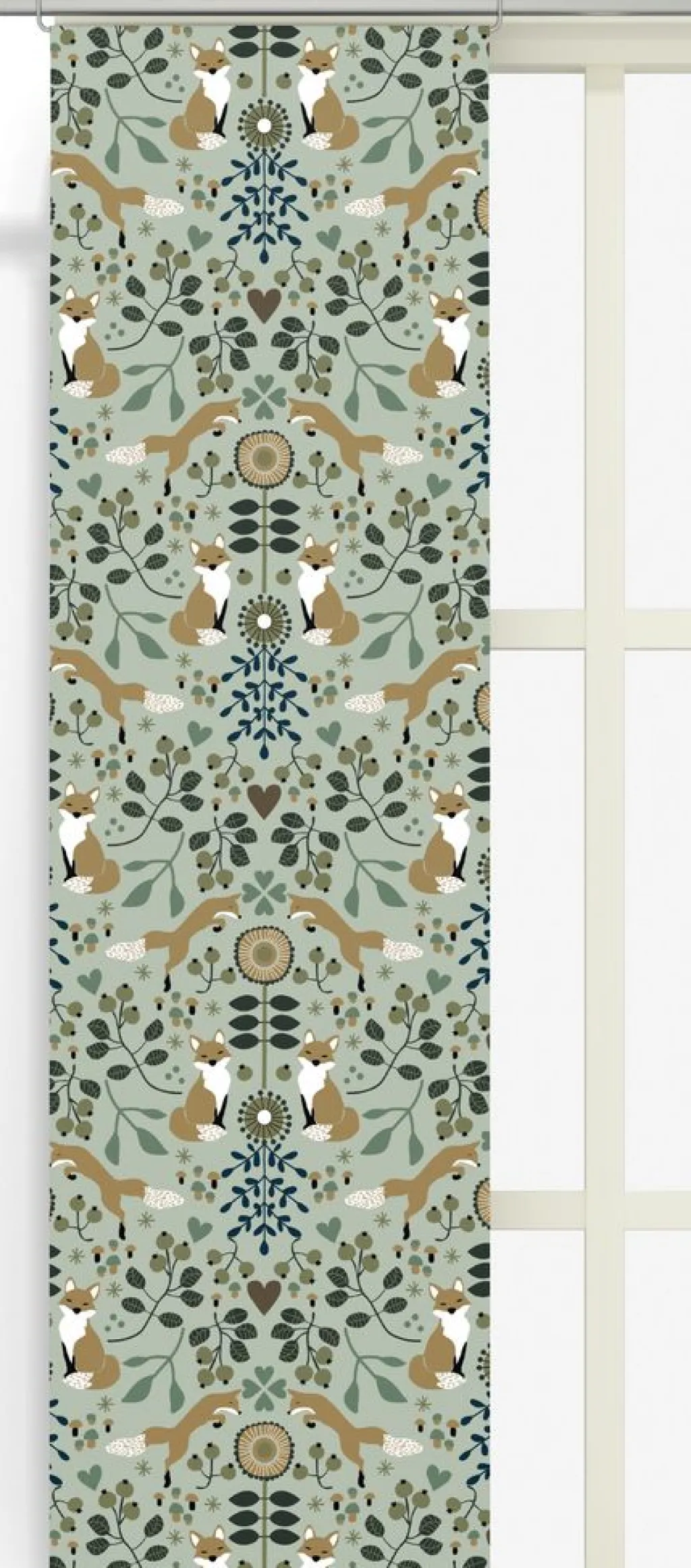 Panelgardiner<Arvidssons textil Rävstigen grön panelgardiner