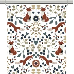 Panelgardiner<Arvidssons textil Rävstigen vit-röd panelgardiner
