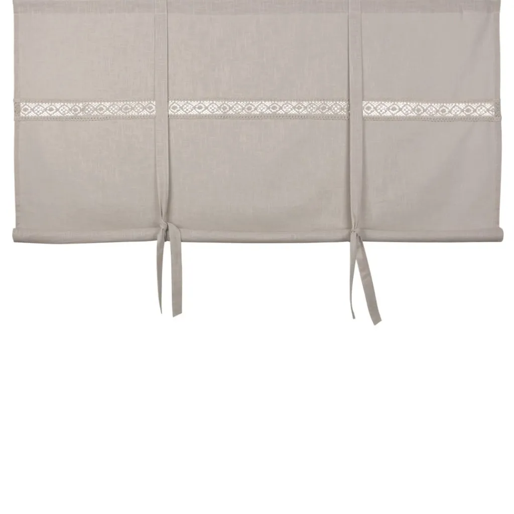 Hissgardiner<Fondaco Sanna beige hissgardin med dekorativt spetsband