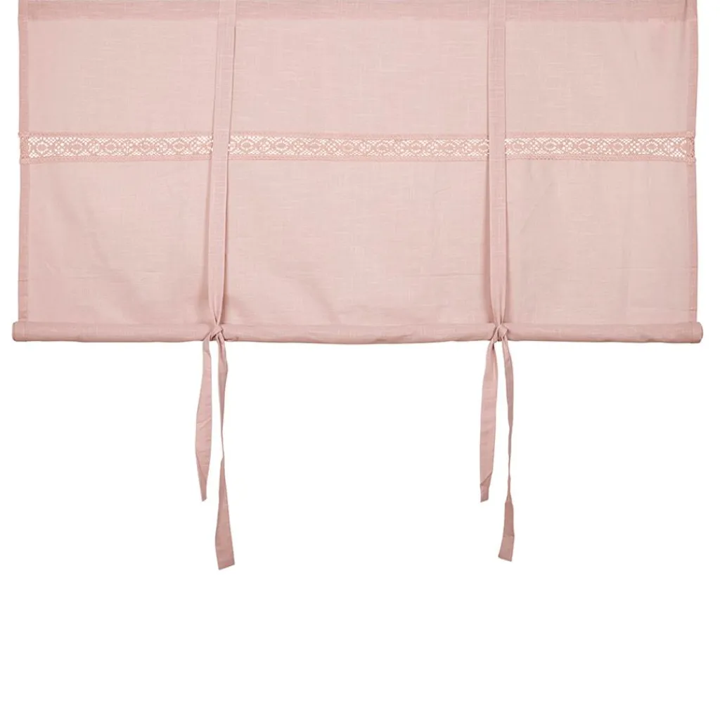 Hissgardiner<Fondaco Sanna rosa hissgardin med dekorativt spetsband