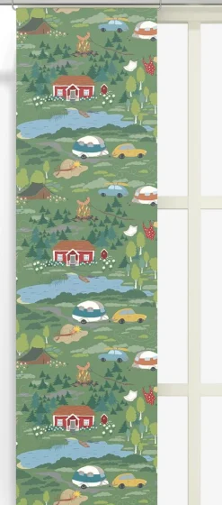 Panelgardiner<Arvidssons textil Semester grön panelgardiner