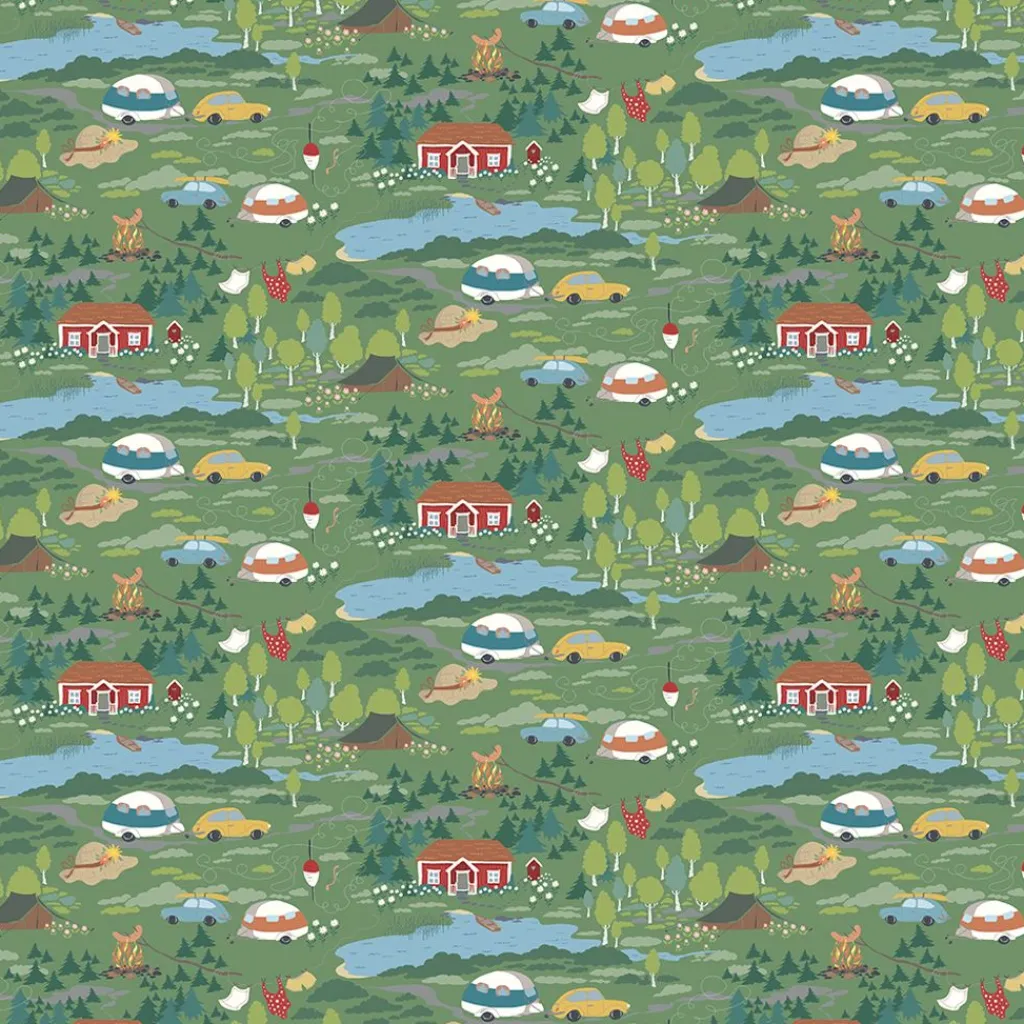 Gardintyger Mönstrade|Arvidssons Textil<Arvidssons textil Semester grön tyg – sommar och camping