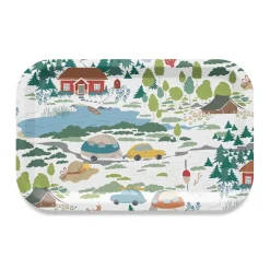 Brickor<Arvidssons textil Semester vit bricka 27×20cm